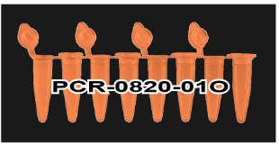 Picture of Orange, 0.2ml PCR 8-Strips with Attached Individual Flat Caps, 120/pack