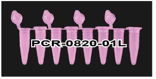 Picture of Lavender, 0.2ml PCR 8-Strips with Attached Individual Flat Caps, 120/pack