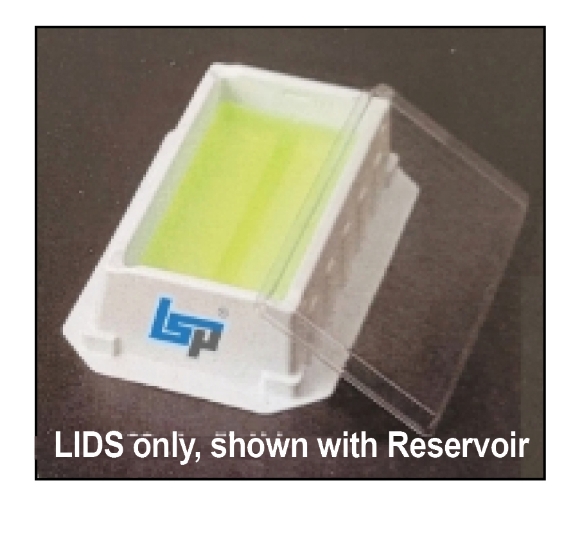 Picture of (100/case) Sterile Lìds only for 100ml VìstaLab Reservoìrs, Polystyrene, 25/bag, 100/case