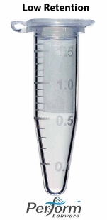 Picture of 1.5 mL Ultra Low Retention, Graduated Microcentrifuge Tube, Clear, 250/pack