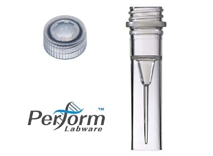 Picture of 0.5ml Sterile Skirted ScrewCap Microtubes and Flat Screw Caps w/O'ring, Clear, 500/pack