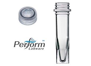 Picture of 1.5ml Sterile Skirted ScrewCap Microtubes and Flat Screw Caps w/O'ring, Clear, 500/pack