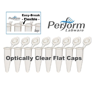 Picture of 8-Strip PCR tubes, 0.2ml Easy-Break (Flexible) PCR 8-Tube Strips  with Individual Flat Caps, Optically Clear, 120 strips/pack