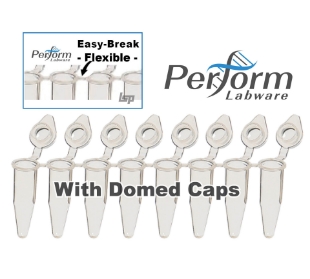 Picture of 8-Strip PCR tubes, 0.2ml Easy-Break (Flexible) PCR 8-Tube Strips with Individual Domed Caps, Optically Clear, 120 strips/pack