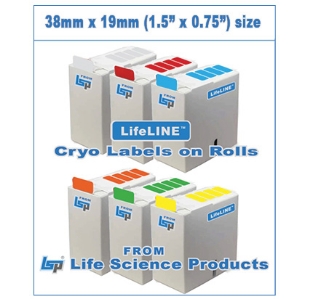 Picture of GREEN, 38 x 19mm (1.5" x 0.75") Cryo Labels on Roll, 1000/roll