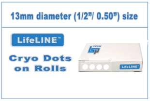 Picture of WHITE, 13mm (1/2"/0.50") Cryo·Dots Circular Lαbels on Roll, 1000/roll