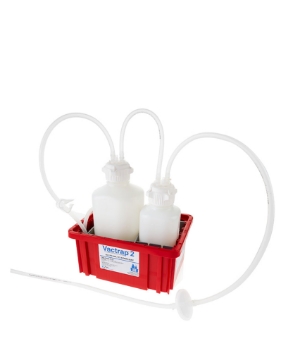 Picture of Vactrap2™, High Density Poly Ethylene (HDPE) (Bleach-Compatible), 2L + 1L, Red Bin, 1/4" ID Tubing