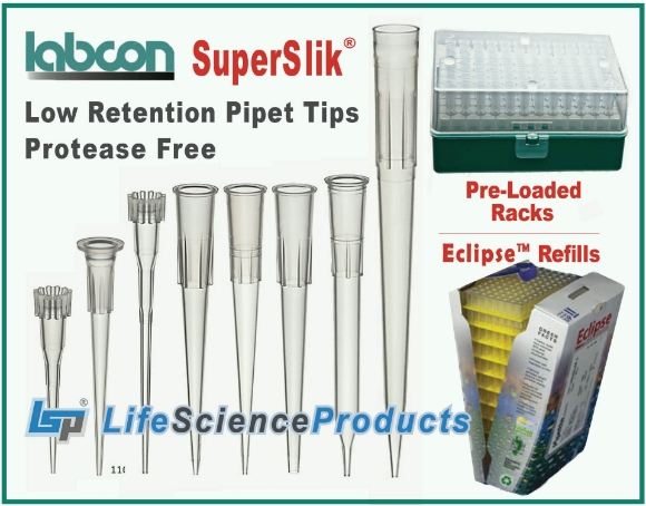 Picture of LABCON SuperSlik Low Retention Pipet Tips in Eclipse™ Refills, Rack, & Bulk