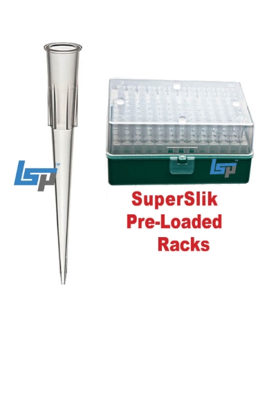 Picture of Labcon SuperSlik, 200uL Universal with Beveled Orifice, Low Retention Protease-Free Pipet Tips with Beveled Orifice, Non-Sterile Eclipse Racks, 100x96/case, 9600 tips/case