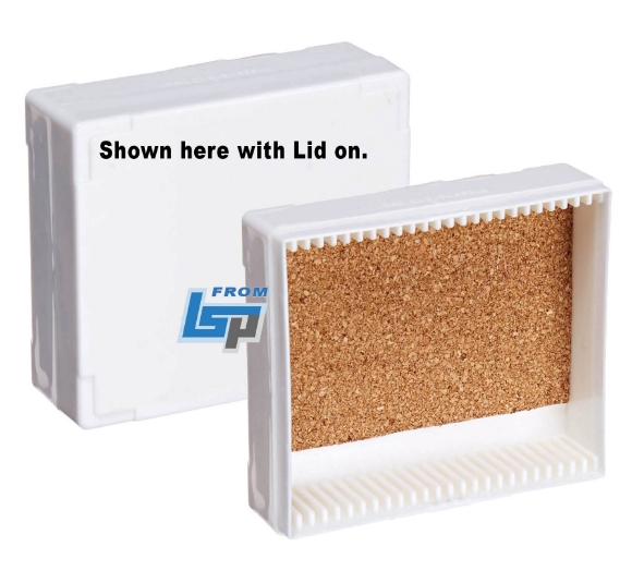 Picture of 25-place Plastic Microscope Slide Storage Box with Lid, Made of ABS plastic, Cork lined bottom, 1 each