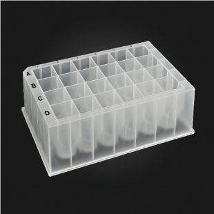 Picture of 24-well OptiWell™ STERILE Deep Well Plate, 24 Square Well, 10ml, 41.9mm height, V-bottom, for KingFisher™ and Accuris IsoPURE™, Black Alphanumeric Printing, PP, 10 bags of 5 pieces, 50 / CS