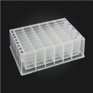 Picture of 48-well OptiWell™ STERILE Deep Well Plate, 48 Square Well, 4.6ml, 41.2mm height, U-bottom (Round), Black Alphanumeric Printing, PP, 10 bags of 5 pieces, 50 / CS