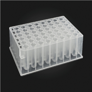 Picture of 48-well OptiWell™ STERILE Deep Well Plate, 48 Round Well, 3.5ml, 51.5mm height, U-bottom (Round), Black Alphanumeric Printing, PP, 10 bags of 5 pieces, 50 / CS