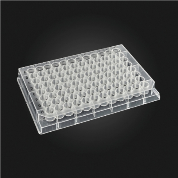 Picture of 96-well OptiWell™ STERILE Deep Well Plate, 96 Round Well, 0.45ml, 14.50mm height, V-bottom, Black Alphanumeric Printing, PP, Sterile, 10 bags of 10 pieces, 100 / CS