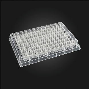 Picture of 96-well OptiWell™STERILE Deep Well Plate, 96 Round Well, 0.5mL, 14.5mm height, U-bottom (Round), Black Alphanumeric Printing, PP, Sterile, 10 bags of 10 pieces, 100 / CS