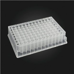 Picture of 96-well OptiWell™ STERILE Deep Well Plate, 96 Round Well, 1.1mL, 27.0mm height, V-bottom, Black Alphanumeric Printing, PP, Sterile, 10 bags of 5 pieces, 50 / CS