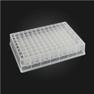 Picture of 96-well OptiWell™ STERILE Deep Well Plate, 96 Square Well, 1.2mL, 24.0mm height, U-bottom (Round), Black Alphanumeric Printing, PP, Sterile, 10 bags of 5 pieces, 50 / Cs