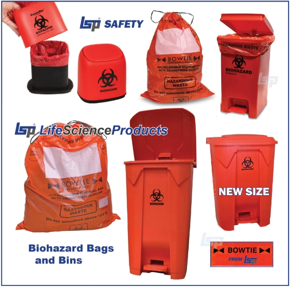 Picture of BenchBins and BowTie™ Bins, and Biohazard Autoclavable Bags