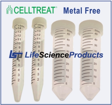 Picture of CellTreat Metal Free (Validated) 15ml Sterile Centrifuge Tubes, 25/bag, 500/case