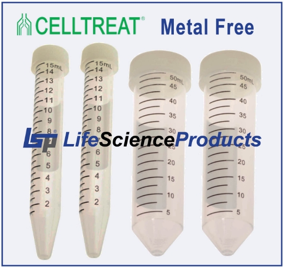 Picture of CellTreat Metal Free (Validated) 15ml Sterile Centrifuge Tubes, 25/bag, 500/case