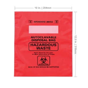 Picture of Red Biohazard Bags w/ black printed markings