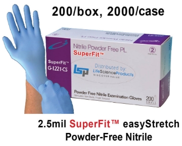 Picture of (10x200/cs, 2000/cs) OmniBlue SuperFit™, 2.5mil Superior Fit easyStretch Powder-Free Nitrile Gloves