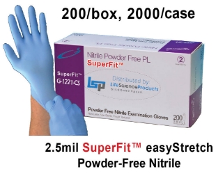 Picture of Medium, OmniBlue SuperFit™ Nitrile, 2.5mil Superior Fit esayStretch, Powder-Free, 200 gloves/box, 10 x 200/case (2000/case)