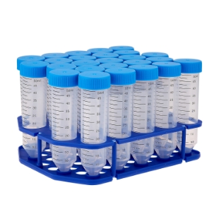 Picture of Centrifuge Tube, 50mL, conical, PP, sterile, flat screw cap,20 eco-plastic rack of 25 tubes, 500/cs