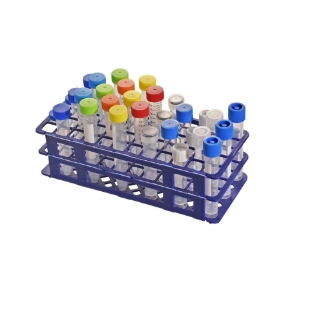 Picture of Laboratory Tube Rack, 60-place (5 rows of 12), for Test Tubes, Culture Tubes, FACS tubes, and 15ml Conical Centrifuge Tubes, 15-17mm diameter, PP, autoclavable, 245x110x72mm (L x W x H), 5/pack