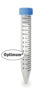 Picture of Sterile, 15ml-Flat-Top Conical-Centrifuge-Tubes, Rack Pack (Polystyrene) 10x50/case, 500/case