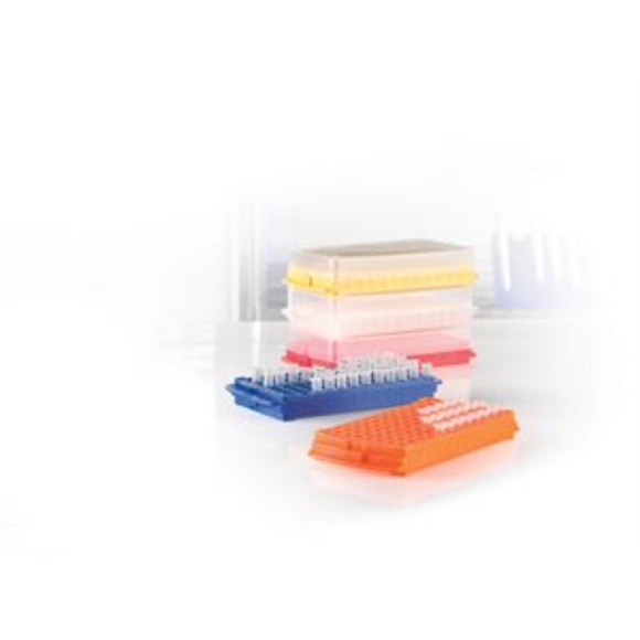 Picture of Assorted Colors (B-G-P-Y-O), 96-well Reversible Rack with Lid for 0.5ml & 1.5-2.0ml Microtubes, 5/pack