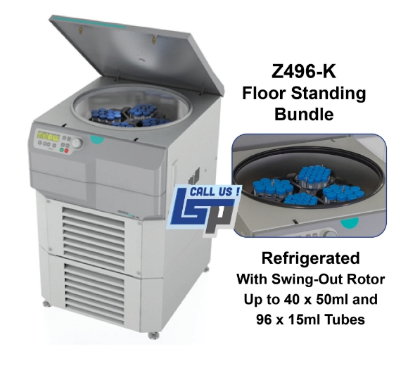 Picture of Hermle Z496-K-BND Tissue/Cell Culture BUNDLE - Includes Z496 Refrigerated Floor Standing Centrifuge  with Swing-Out Rotor & Buckets for 15ml/50ml Tubes