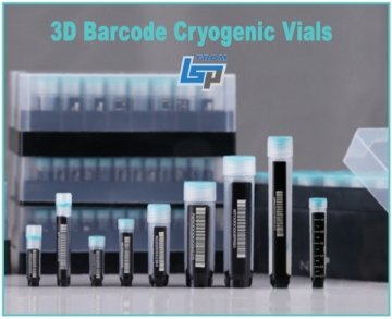 Picture of 3D Barcode Cryotubes (2D on Bottom, 1D on Side), SBS Format  - Choose SterileBags or SterileRacks